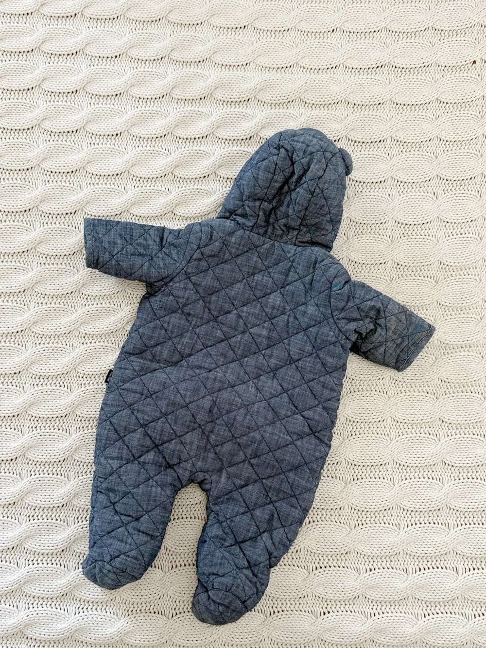 GAP Quilted Hooded Bunting One-Piece in Navy Blue